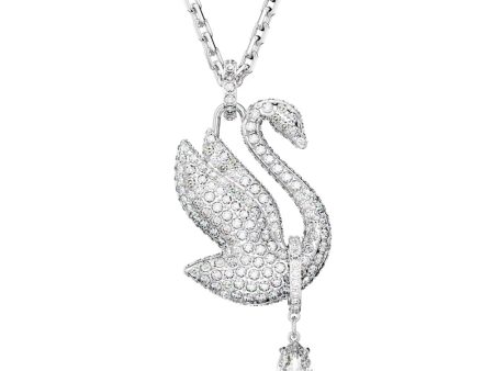 Swarovski Iconic Swan necklace, Long, White, Rhodium plated Online Hot Sale