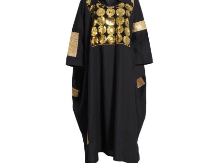 Fahm Women s Black Gold Dress, Free Size For Discount