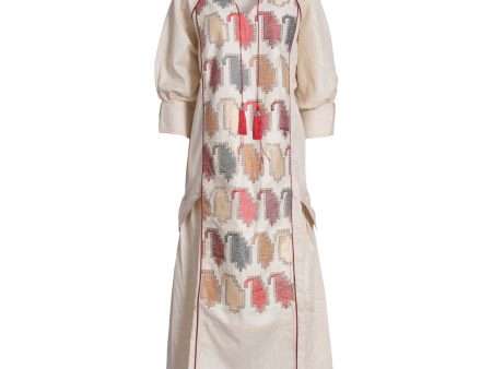 Fahm Women s Beige Printed Dress, Free Size Sale