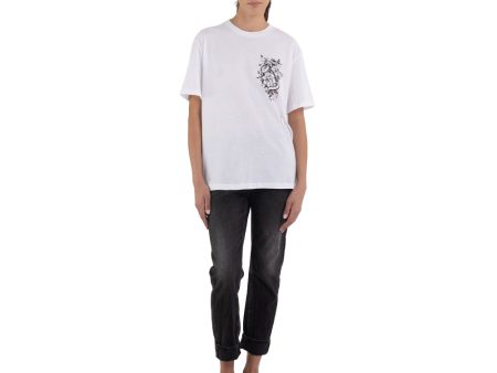 Replay Women s T-shirt with Flowers and Snake Print Hot on Sale