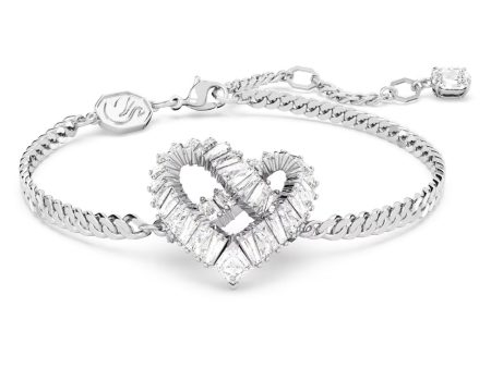 Swarovski Matrix bracelet Heart, White, Rhodium plated  on Sale