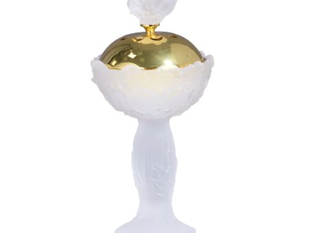 Cristal De Paris Incense Burner Gold Les Fleurs Clear Frosted, Size 11x23 Cm Online Hot Sale