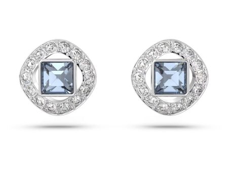 Swarovski Angelic stud earrings Square cut, Blue, Rhodium plated  Online