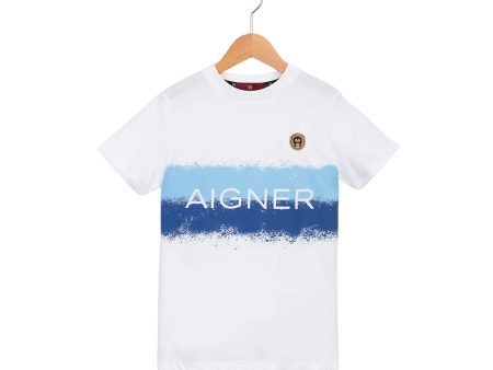 Aigner Kids Boy s Cotton White T-Shirt Online Hot Sale