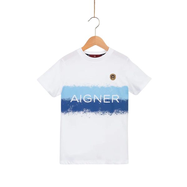 Aigner Kids Boy s Cotton White T-Shirt Online Hot Sale