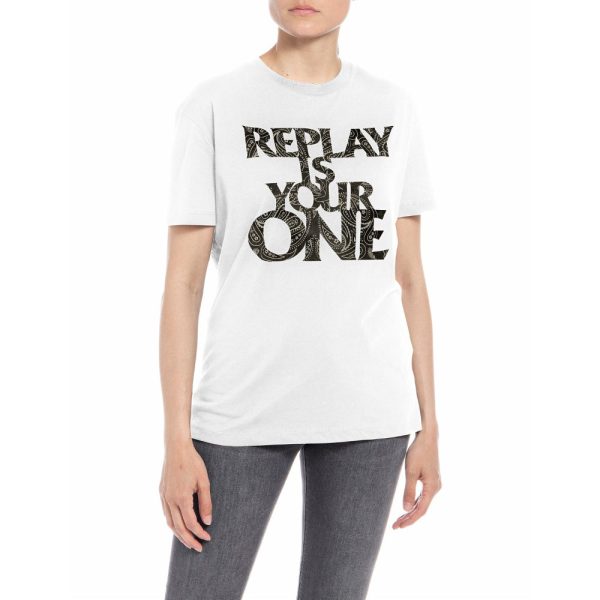 Replay Women s Jersey T-shirt with Paisley Print Discount