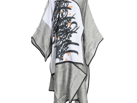 Fahm Grey Printed Abaya, Free Size Fashion