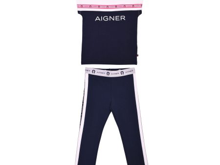 Aigner Kids Girl s Set T-Shirt & Leggings Navy Hot on Sale