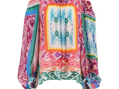 Sfizio Women s Gathered Printed Top In Tribu For Discount