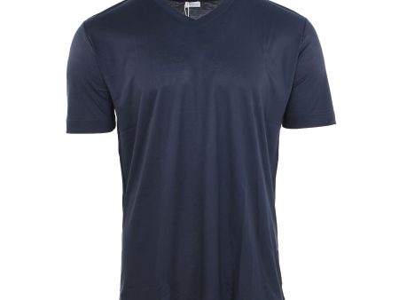 Zimmerli Men s Twilight Blue Short Sleeve T-Shirt V-Neck For Discount