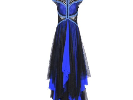 Supria Munjal Blue and Black Long Tulle Dress Supply