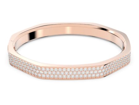 Swarovski Dextera bangle Octagon shape, White, Rose gold-tone plated  Fashion