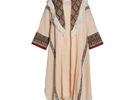 Fahm Dress & Abaya Cream and Printed Set, Free Size Online Hot Sale