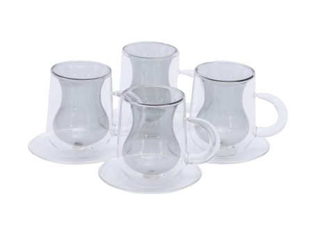 Decoration One  Glass DBL 150cc Grey w Handle Set of 4 Online Hot Sale