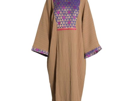 Fahm Women s Brown & Printed Dress, Free Size For Sale