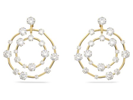 Swarovski Constella clip earrings Round cut, White, Gold-tone plated  Cheap