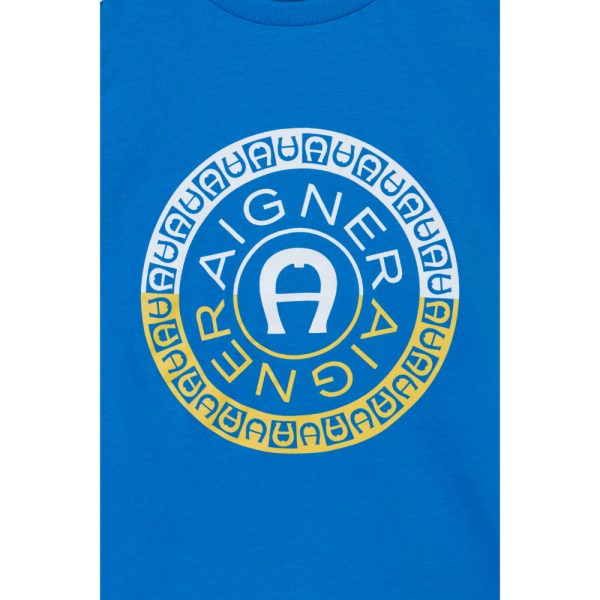 Aigner Kids Boy s Cotton Logo Blue T-Shirt Online Hot Sale