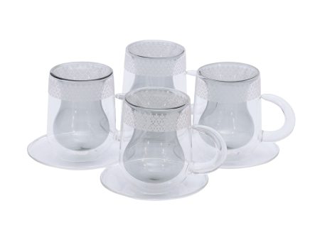 Decoration One  Glass DBL 150cc Motif With Handle Set of 4 Online