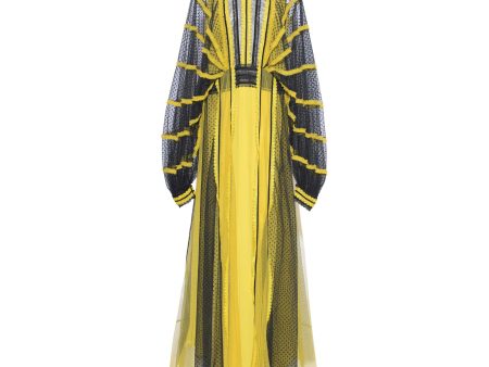 Supria Munjal Yellow and Black Long Tulle Dress For Cheap