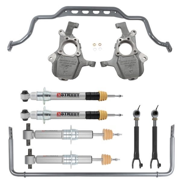 Belltech 21+ GM SUV SWB ONLY 2WD 4WD Front and Rear Lowering Kit w  Performance Struts on Sale